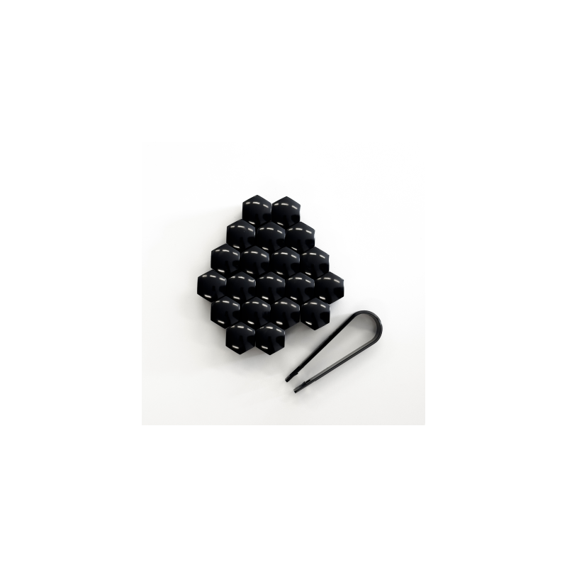 Set de capuchons d'écrous de roue Noir